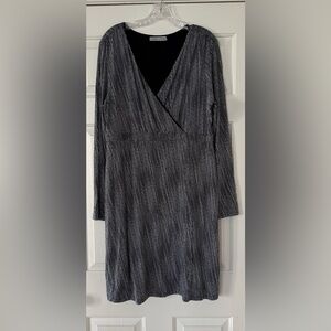 Athleta Black and White Long Sleeve Wrap Dress XL